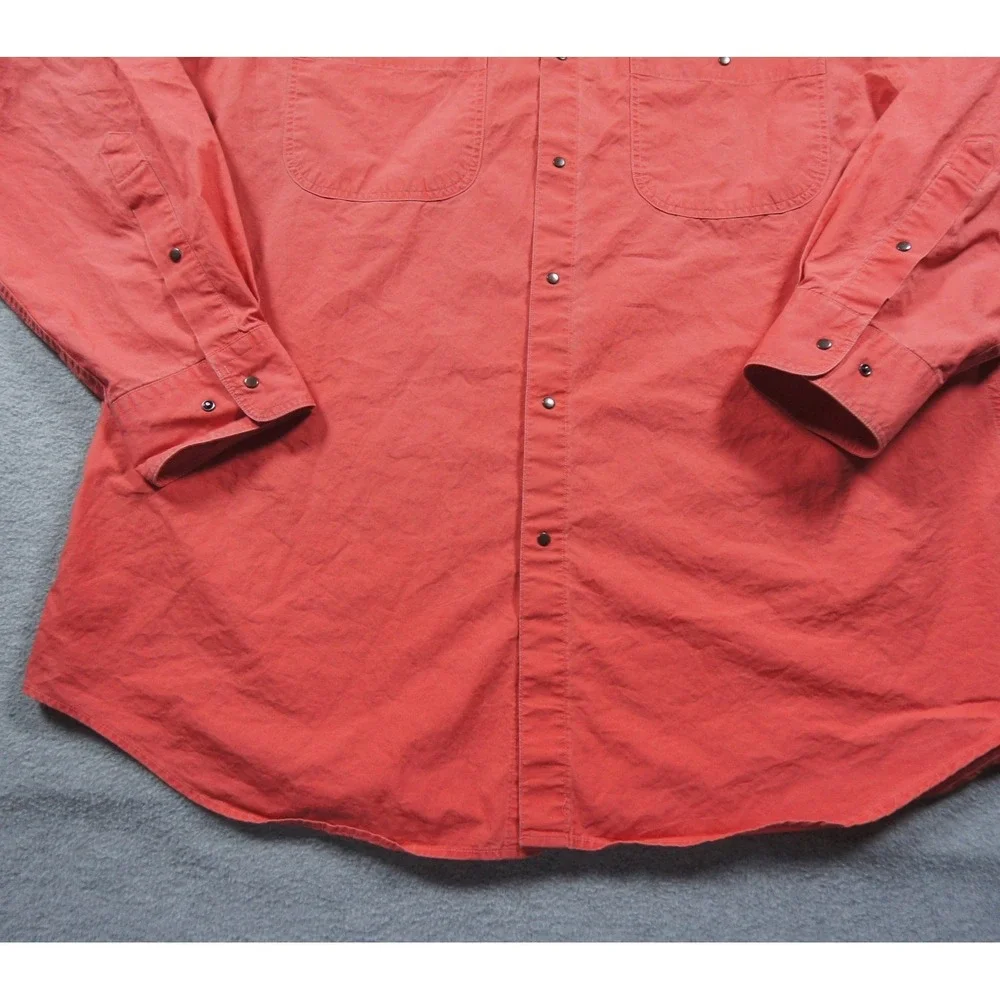 Vintage Banana Republic Shirt Mens Large Pink Button Up Metal Snap Safari 90s